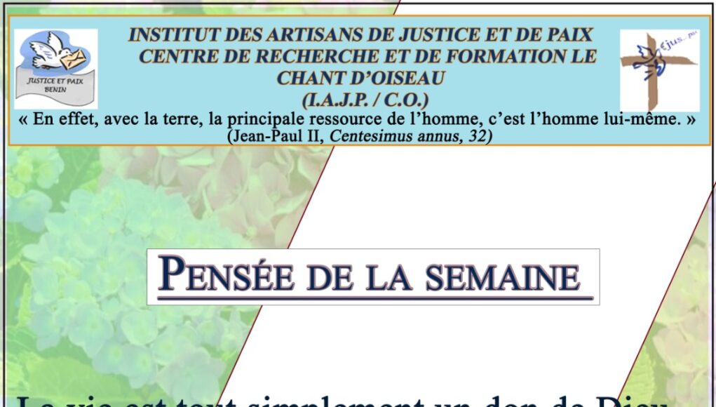 Pensée de la semaine du 3 au 9 Novembre 2025