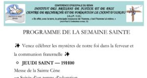 Programme de la semaine sainte au Chant d’Oiseau.